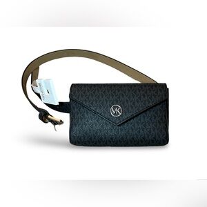 Michael Kors Signature Logo Fanny Pack Belt Bag Wallet Black